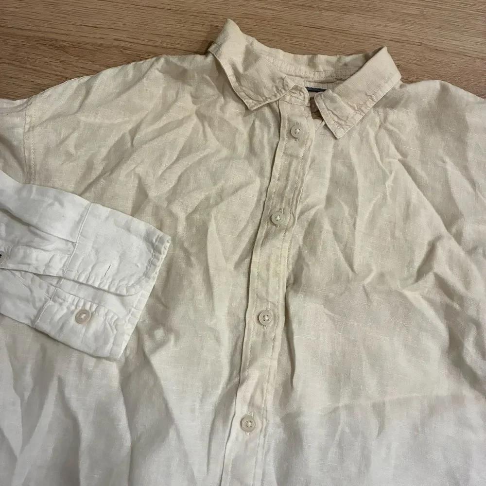 J. Crew Women’s Relaxed Fit Dip Dyed Baird McNutt Irish Linen Shirt Size S